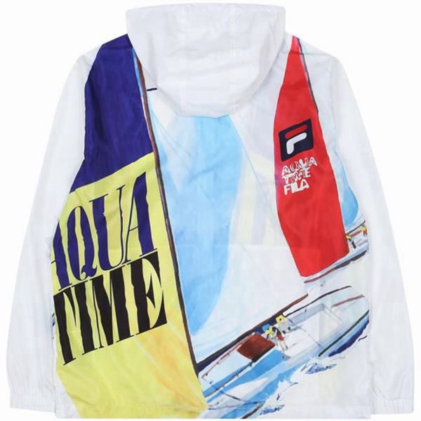 Fila Aqua Time Graphic Men's Jackets - White,NZ 406-61542